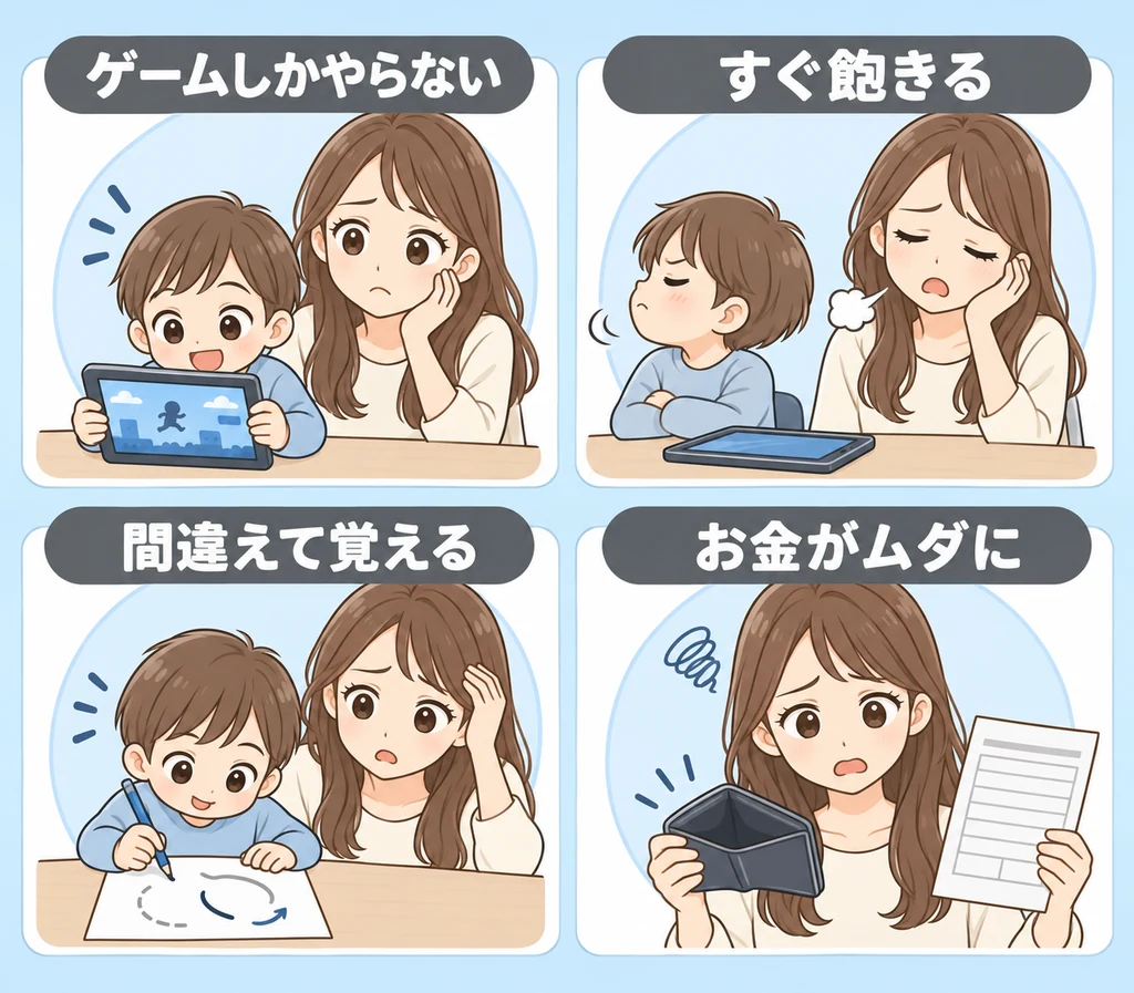 選び方を間違えたときの失敗例（ゲームしかやらない・すぐ飽きる・間違えて覚える・お金がムダに）